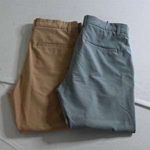 Lot 2 Primo 30 Short Gray Khak Mens Slim Performance Zip‎ Cuff Golf Jogger Pants